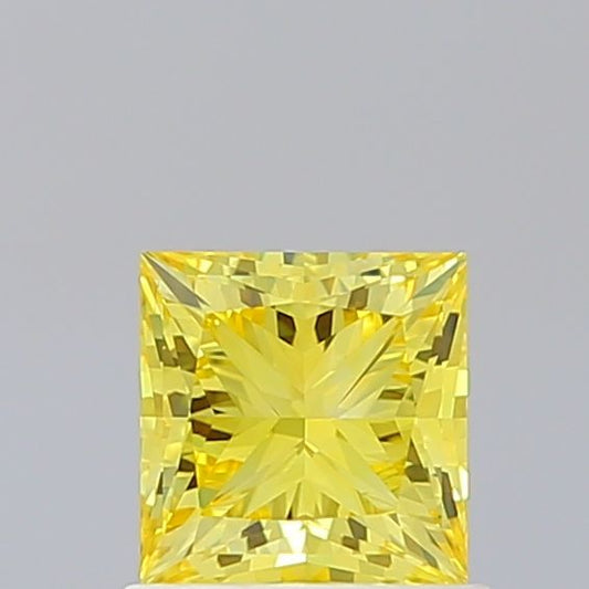 Lab-Grown Princess Diamond - 1.01 Carats, Fancy Vivid Yellow Color, VS1 Clarity - Certified by IGI - Report Number: LG660436132