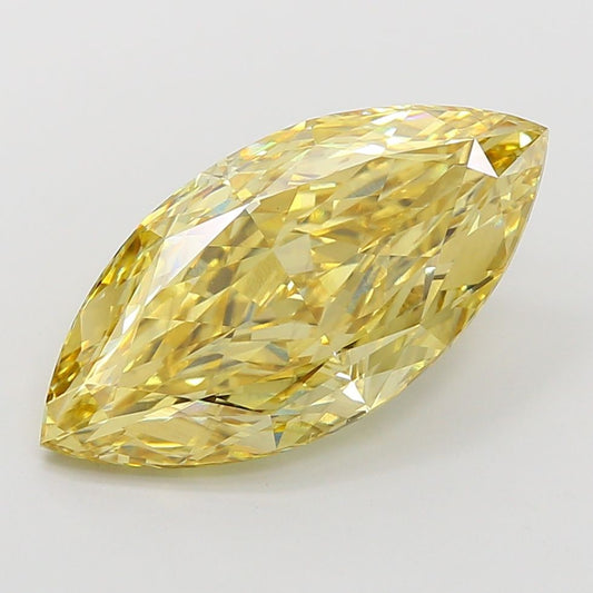 Lab-Grown Marquise Diamond - 6.12 Carats, Fancy Vivid Yellow Color, VS2 Clarity - Certified by IGI - Report Number: LG660444775