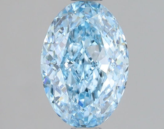 Lab-Grown Oval Diamond - 1.48 Carats, Fancy Vivid Blue Color, VS1 Clarity - Certified by IGI - Report Number: LG683532041