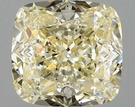 Lab-Grown Cushion Diamond - 2.1 Carats, Fancy Yellow Color, VS2 Clarity - Certified by IGI - Report Number: LG675578405