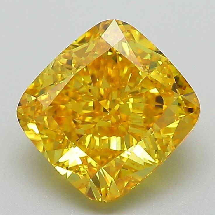 Lab-Grown Cushion Diamond - 2.51 Carats, Fancy Vivid Yellow Color, VVS2 Clarity - Certified by IGI - Report Number: LG588347589