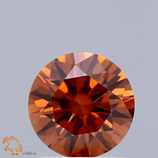 Lab-Grown Round Diamond - 0.95 Carats, Fancy Vivid Orange Color, VS2 Clarity - Certified by IGI - Report Number: LG673424652