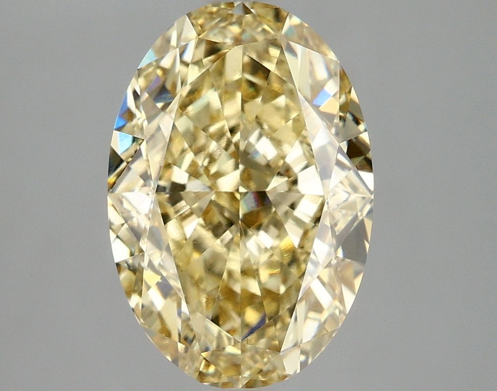 Lab-Grown Oval Diamond - 4.09 Carats, Fancy Intense Yellow Color, VVS2 Clarity - Certified by IGI - Report Number: LG670482582