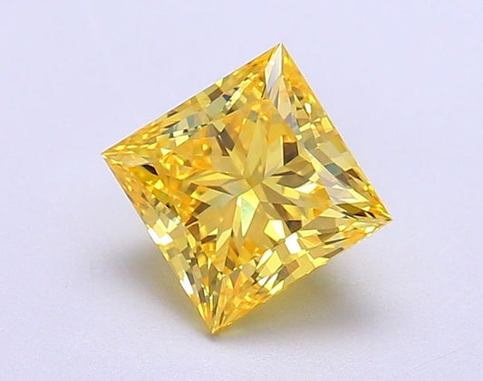 Lab-Grown Princess Diamond - 1.53 Carats, Fancy Vivid Yellow Color, VVS2 Clarity - Certified by IGI - Report Number: LG680546432