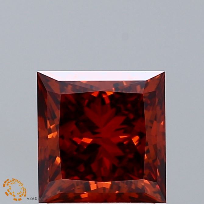 Lab-Grown Princess Diamond - 2.08 Carats, Fancy Deep Orange Color, VVS2 Clarity - Certified by IGI - Report Number: LG663412727