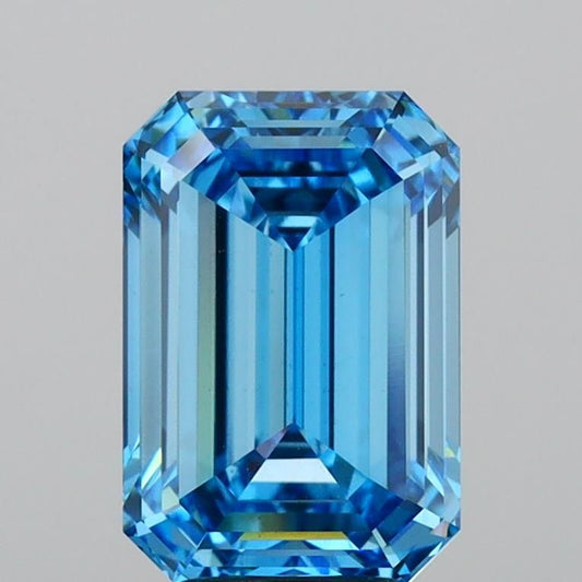 Lab-Grown Emerald Diamond - 4.73 Carats, Fancy Vivid Blue Color, VS2 Clarity - Certified by IGI - Report Number: LG640490317