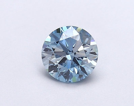 Lab-Grown Round Diamond - 0.81 Carats, Fancy Vivid Blue Color, VS1 Clarity - Certified by IGI - Report Number: LG677505789