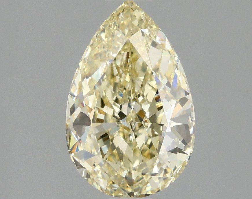 Lab-Grown Pear Diamond - 2.06 Carats, Fancy Yellow Color, VVS2 Clarity - Certified by IGI - Report Number: LG668468294