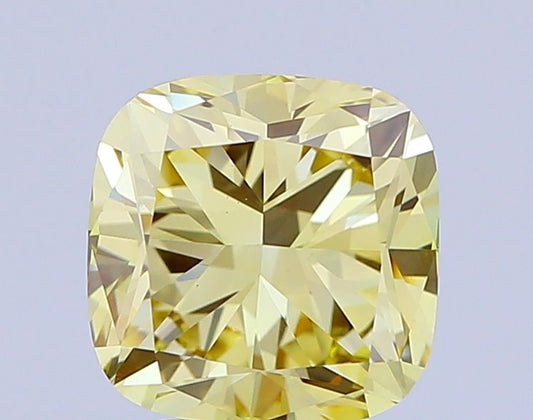 Lab-Grown Cushion Diamond - 2.52 Carats, Fancy Intense Yellow Color, VVS2 Clarity - Certified by IGI - Report Number: LG663404210