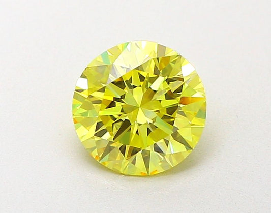 Lab-Grown Round Diamond - 1.5 Carats, Fancy Intense Yellow Color, VVS2 Clarity - Certified by IGI - Report Number: LG651495255