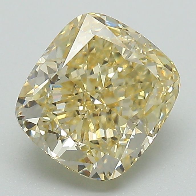 Lab-Grown Cushion Diamond - 2.04 Carats, Fancy Yellow Color, VVS2 Clarity - Certified by IGI - Report Number: LG659437563