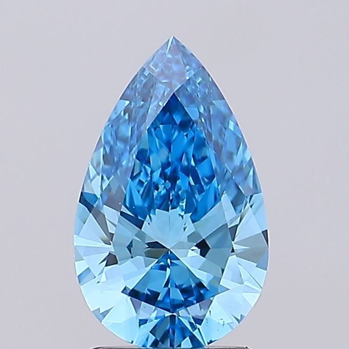 Lab-Grown Pear Diamond - 1.5 Carats, Fancy Vivid Blue Color, VS1 Clarity - Certified by IGI - Report Number: LG677559313
