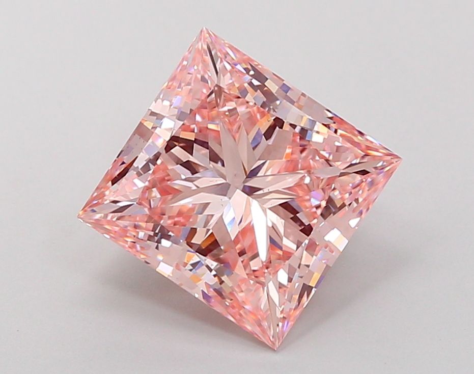 Lab-Grown Princess Diamond - 4.59 Carats, Fancy Intense Pink Color, VS1 Clarity - Certified by IGI - Report Number: LG690513669