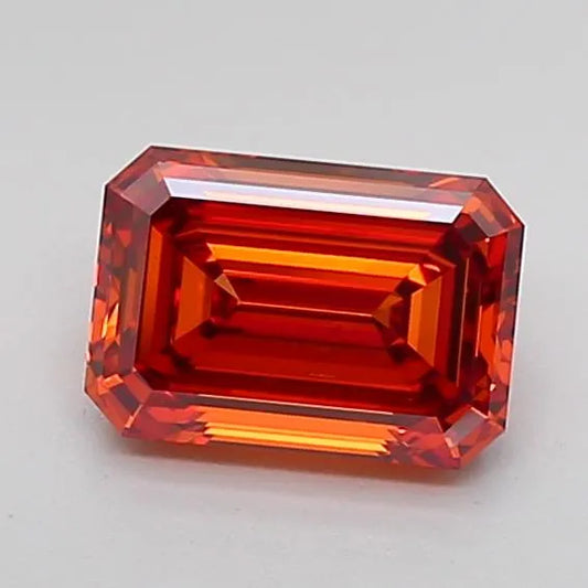 2.08ct Emerald Lab Grown Diamond (Colour Fancy Vivid Orange, Clarity VS1, IGI Certified)