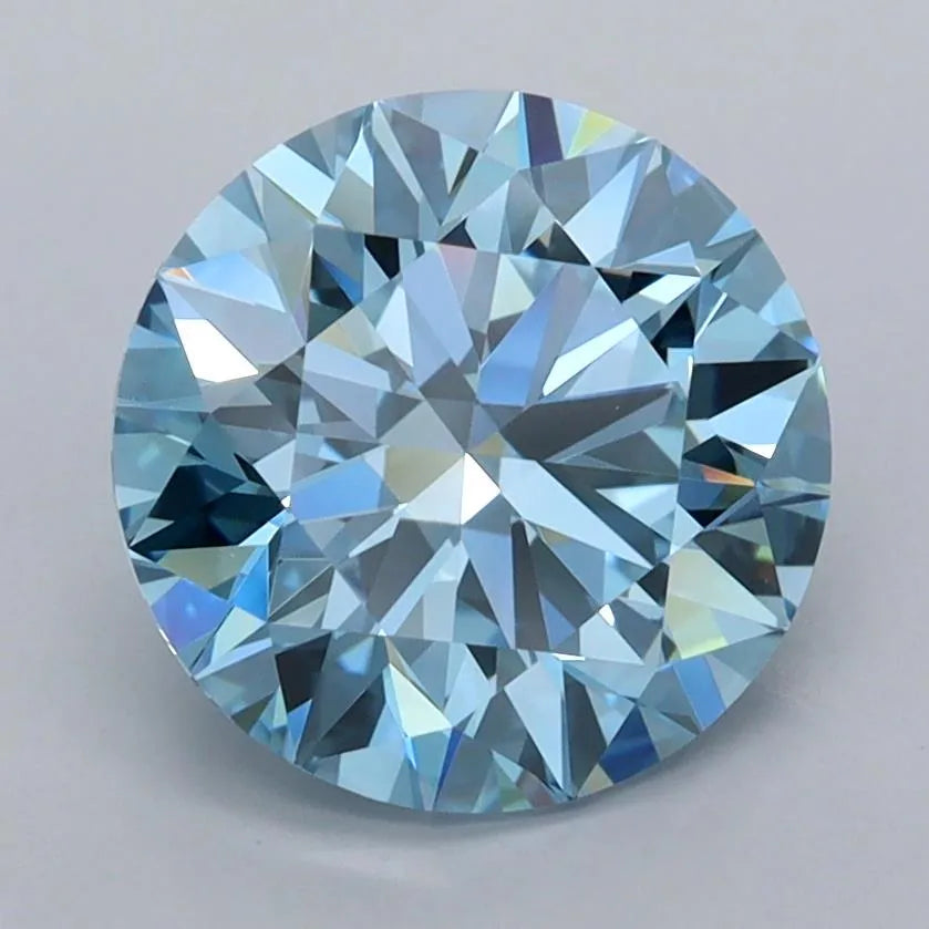 2.63ct Round Lab Grown Diamond (Colour Fancy Vivid Blue, Clarity VVS1, Cut ID, IGI Certified)