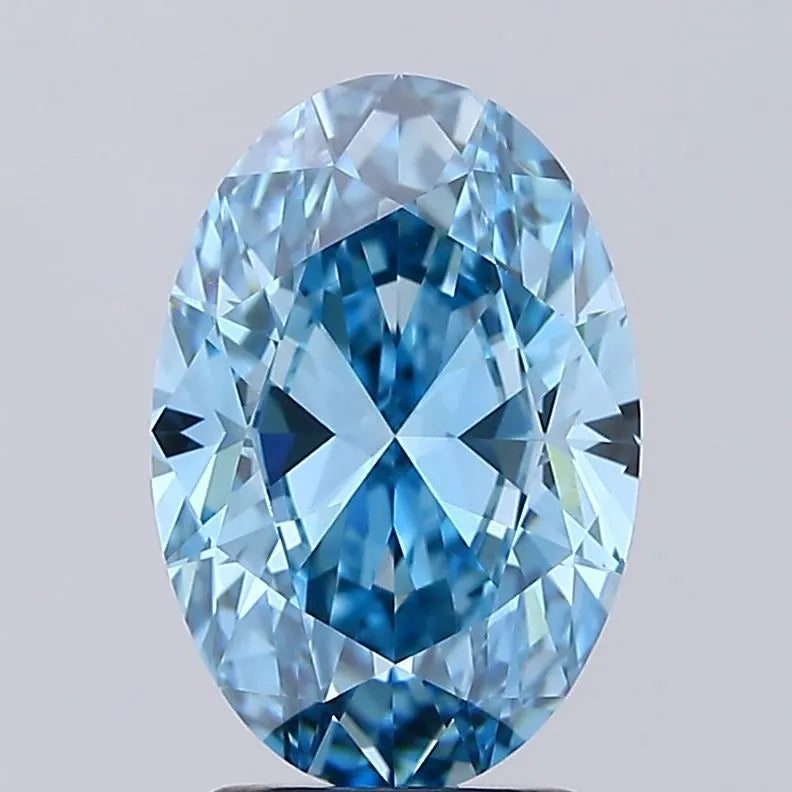 2.72ct Oval Lab Grown Diamond (Colour Fancy Vivid Blue, Clarity VVS2, IGI Certified)