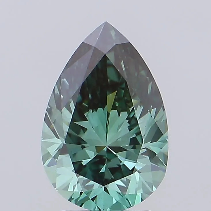 2.84ct Pear Lab Grown Diamond (Colour Fancy Vivid Green, Clarity VS2, IGI Certified)