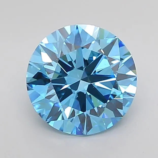 0.92ct Round Lab Grown Diamond (Colour Fancy Vivid Blue, Clarity VS1, Cut EX, IGI Certified)