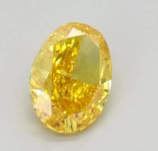 0.51ct Oval Lab Grown Diamond (Colour Fancy Vivid Yellow, Clarity VVS2, Cut GD, IGI Certified)