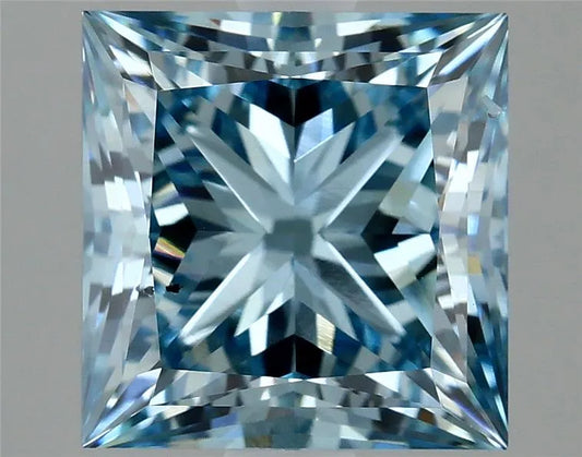 Diamant Princesse de 2,96 ct (couleur : bleu intense, pureté : VS2, certifié IGI)