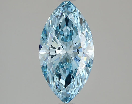 Lab-Grown Marquise Diamond - 1.52 Carats, Fancy Vivid Blue Color, VS1 Clarity - Certified by IGI - Report Number: LG639447686