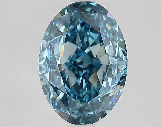 Diamant ovale de 2,80 ct (couleur bleu vif fantaisie, pureté VVS2, certifié IGI)