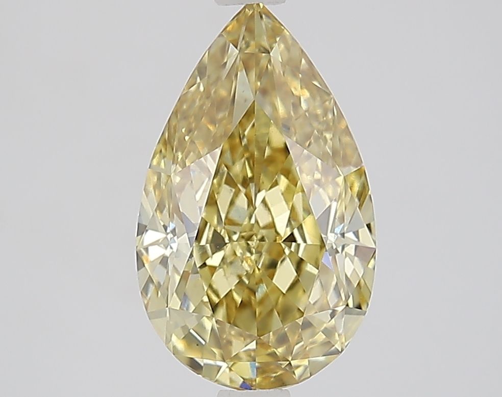 Lab-Grown Pear Diamond - 2.54 Carats, Fancy Intense Yellow Color, VS1 Clarity - Certified by IGI - Report Number: LG671483095