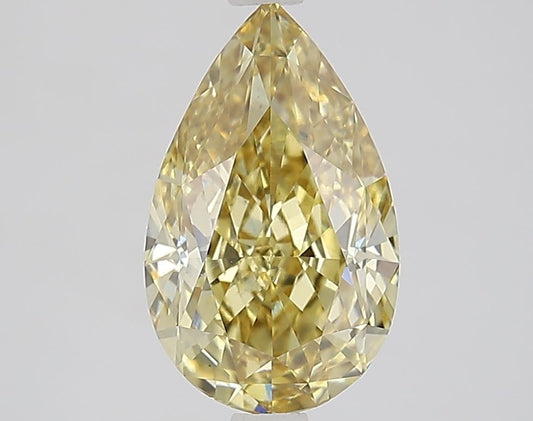 Lab-Grown Pear Diamond - 2.54 Carats, Fancy Intense Yellow Color, VS1 Clarity - Certified by IGI - Report Number: LG671483095