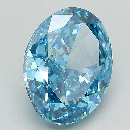 3,37 ct ovaler, im Labor gezüchteter Diamant (Farbe: Fancy Vivid Blue, Reinheit: VVS2, IGI-zertifiziert)