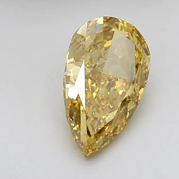 Diamant de laboratoire taille poire de 1,23 ct (couleur jaune vif fantaisie, pureté VS2, taille GD, certifié IGI)