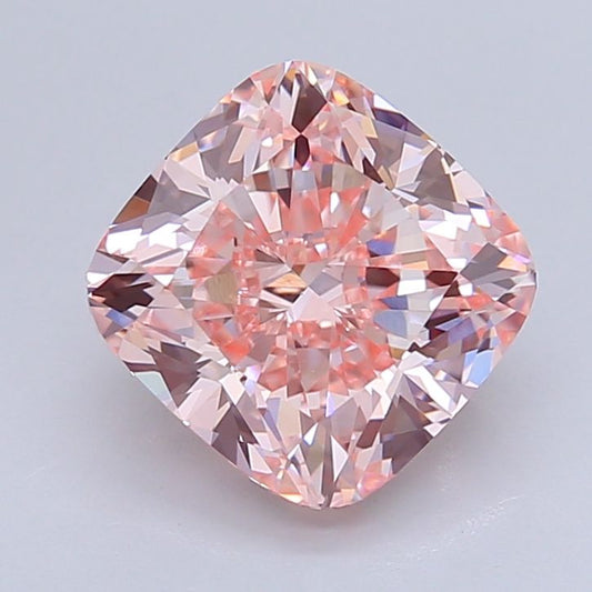 Lab-Grown Cushion Diamond - 3.45 Carats, Fancy Intense Pink Color, VS1 Clarity - Certified by IGI - Report Number: LG642474396