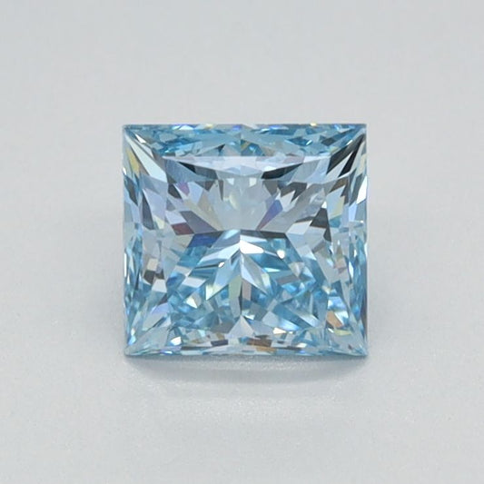 Lab-Grown Princess Diamond - 0.72 Carats, Fancy Intense Blue Color, VS1 Clarity - Certified by IGI - Report Number: LG626424593