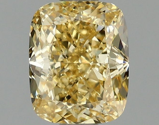 Lab-Grown Cushion Diamond - 1.09 Carats, Fancy Vivid Yellow Color, VS1 Clarity - Certified by IGI - Report Number: LG674521262