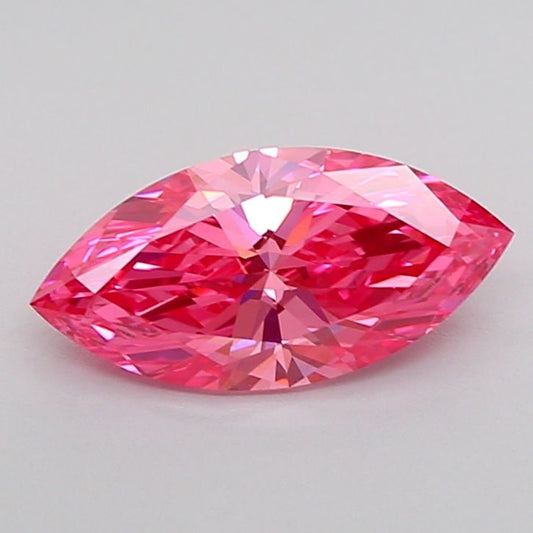 Lab-Grown Marquise Diamond - 0.96 Carats, Fancy Vivid Pink Color, VVS2 Clarity - Certified by IGI - Report Number: LG600381074