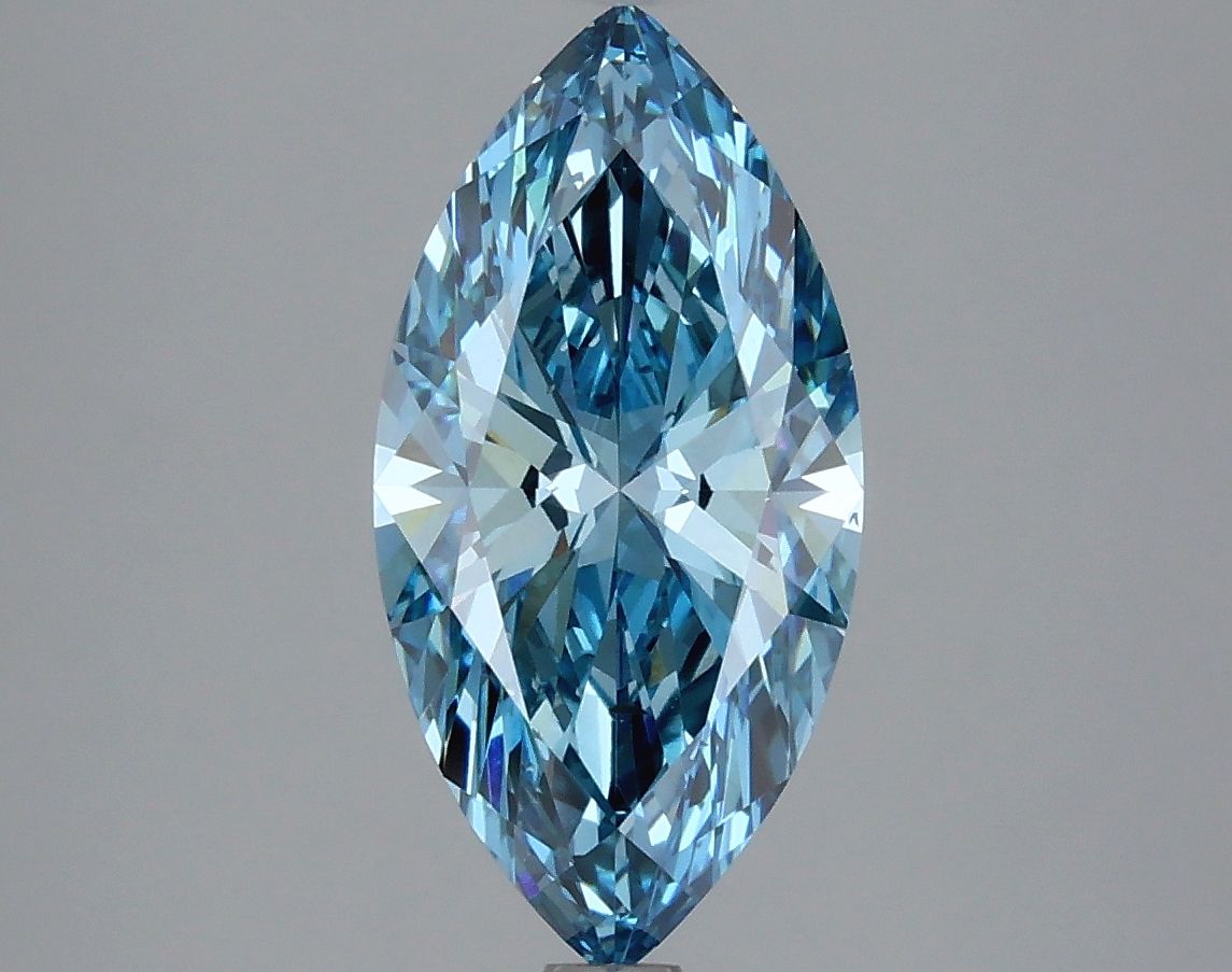 Lab-Grown Marquise Diamond - 2.09 Carats, Fancy Vivid Blue Color, VS2 Clarity - Certified by IGI - Report Number: LG625410065