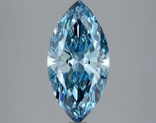 Lab-Grown Marquise Diamond - 2.09 Carats, Fancy Vivid Blue Color, VS2 Clarity - Certified by IGI - Report Number: LG625410065