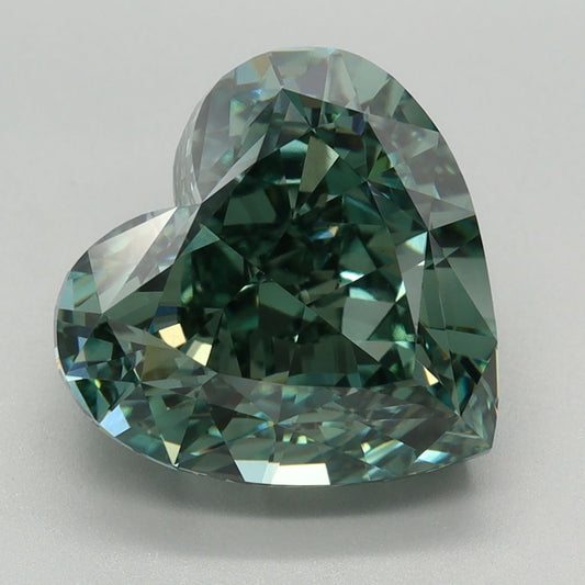 Lab-Grown Heart Diamond - 5.07 Carats, Fancy Vivid Green Color, VVS2 Clarity - Certified by IGI - Report Number: LG636472931