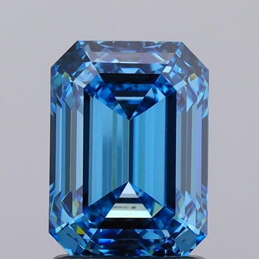 Lab-Grown Emerald Diamond - 2.02 Carats, Fancy Vivid Blue Color, VVS2 Clarity - Certified by IGI - Report Number: LG638460054
