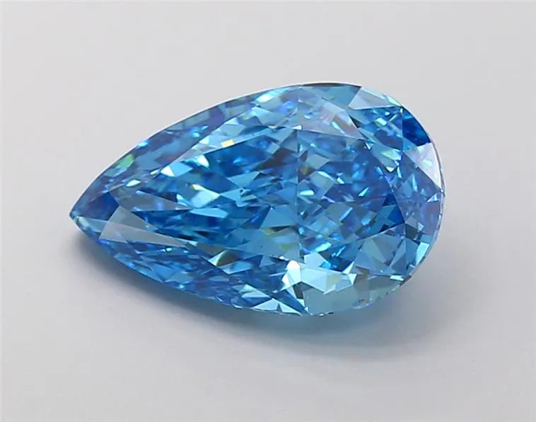 3,03 ct birnenförmiger, im Labor gezüchteter Diamant (Farbe: Fancy Vivid Blue, Reinheit: VS1, IGI-zertifiziert)