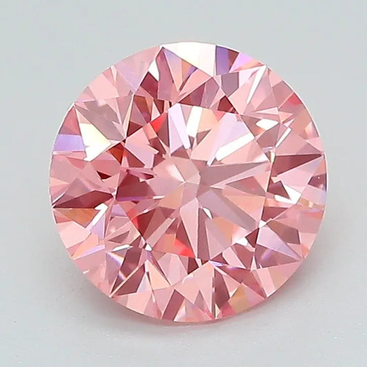 1,85 ct runder, im Labor gezüchteter Diamant (Farbe: Fancy Vivid Pink, Reinheit: VVS2, Schliff: ID, IGI-zertifiziert)