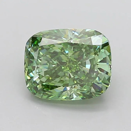 3.43ct Cushion modified Lab Grown Diamond (Colour Fancy Vivid Green, Clarity VS1, IGI Certified)
