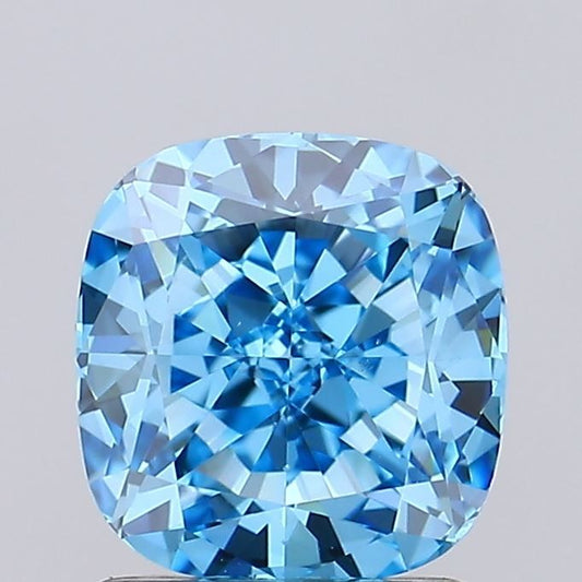 Lab-Grown Cushion Diamond - 1.52 Carats, Fancy Vivid Blue Color, VS1 Clarity - Certified by IGI - Report Number: LG674511596