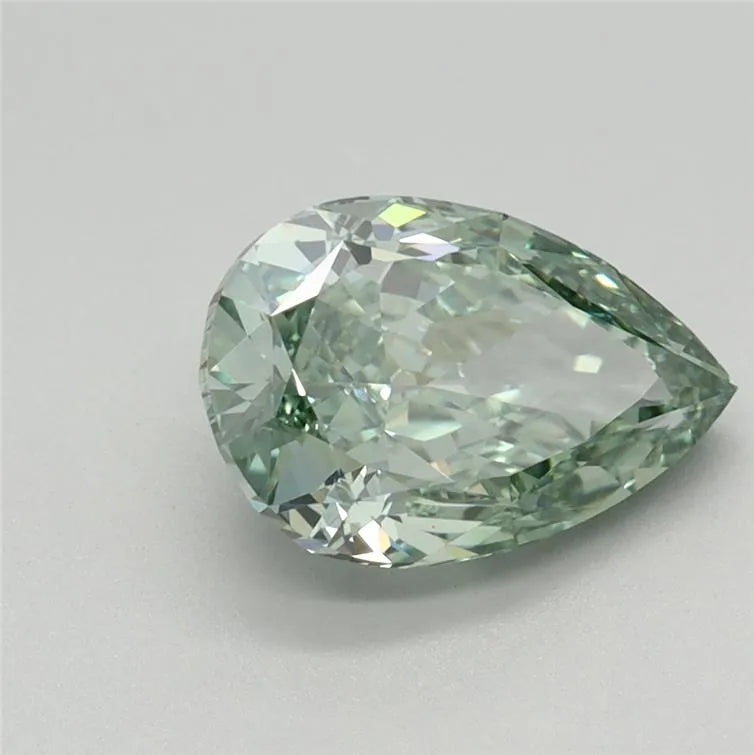 Diamant de laboratoire taille poire de 1,62 ct (couleur vert vif fantaisie, pureté VVS2, certifié IGI)