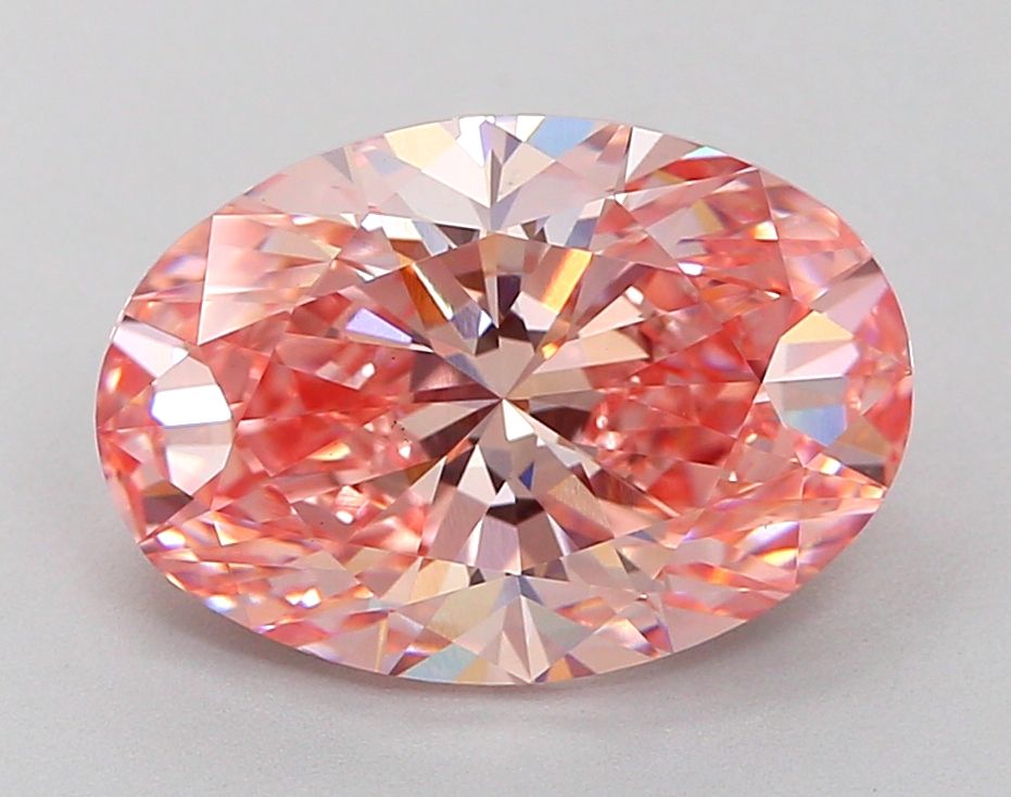 Lab-Grown Oval Diamond - 4.5 Carats, Fancy Vivid Pink Color, VS1 Clarity - Certified by IGI - Report Number: LG648460136