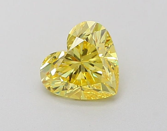 Lab-Grown Heart Diamond - 0.82 Carats, Fancy Vivid Yellow Color, VVS2 Clarity - Certified by IGI - Report Number: LG618408506