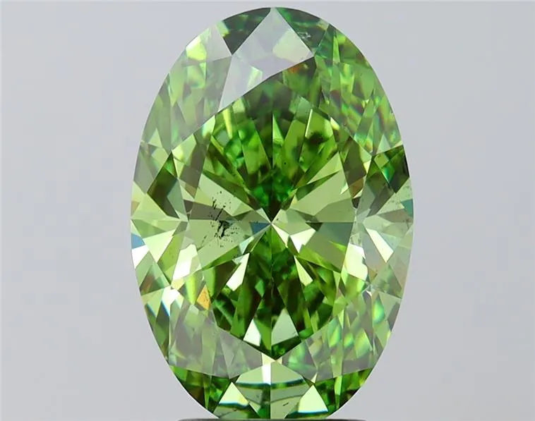 4.00ct Oval Lab Grown Diamond (Colour Fancy Vivid Green, Clarity SI1, IGI Certified)