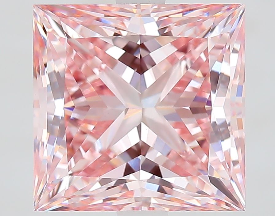 Lab-Grown Princess Diamond - 5.11 Carats, Fancy Pink Color, VS1 Clarity - Certified by IGI - Report Number: 628485846