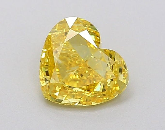 Lab-Grown Heart Diamond - 0.58 Carats, Fancy Vivid Yellow Color, VVS2 Clarity - Certified by IGI - Report Number: LG628426897