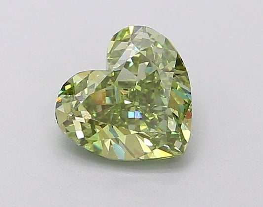 Lab-Grown Heart Diamond - 0.84 Carats, Fancy Vivid Green Color, VS2 Clarity - Certified by IGI - Report Number: LG634446371