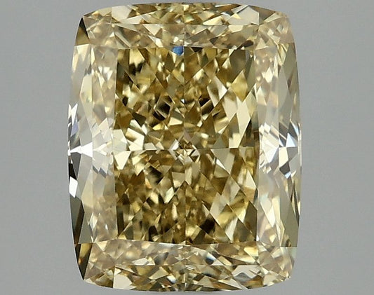 Lab-Grown Cushion Diamond - 3.1 Carats, Fancy Vivid Yellow Color, VVS2 Clarity - Certified by IGI - Report Number: LG673401041